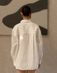 Oversized Shirt - Beige Stripes